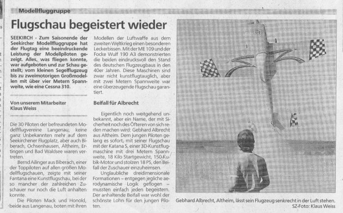 Schwäbische Zeitung Riedlingen vom 9.10.2007